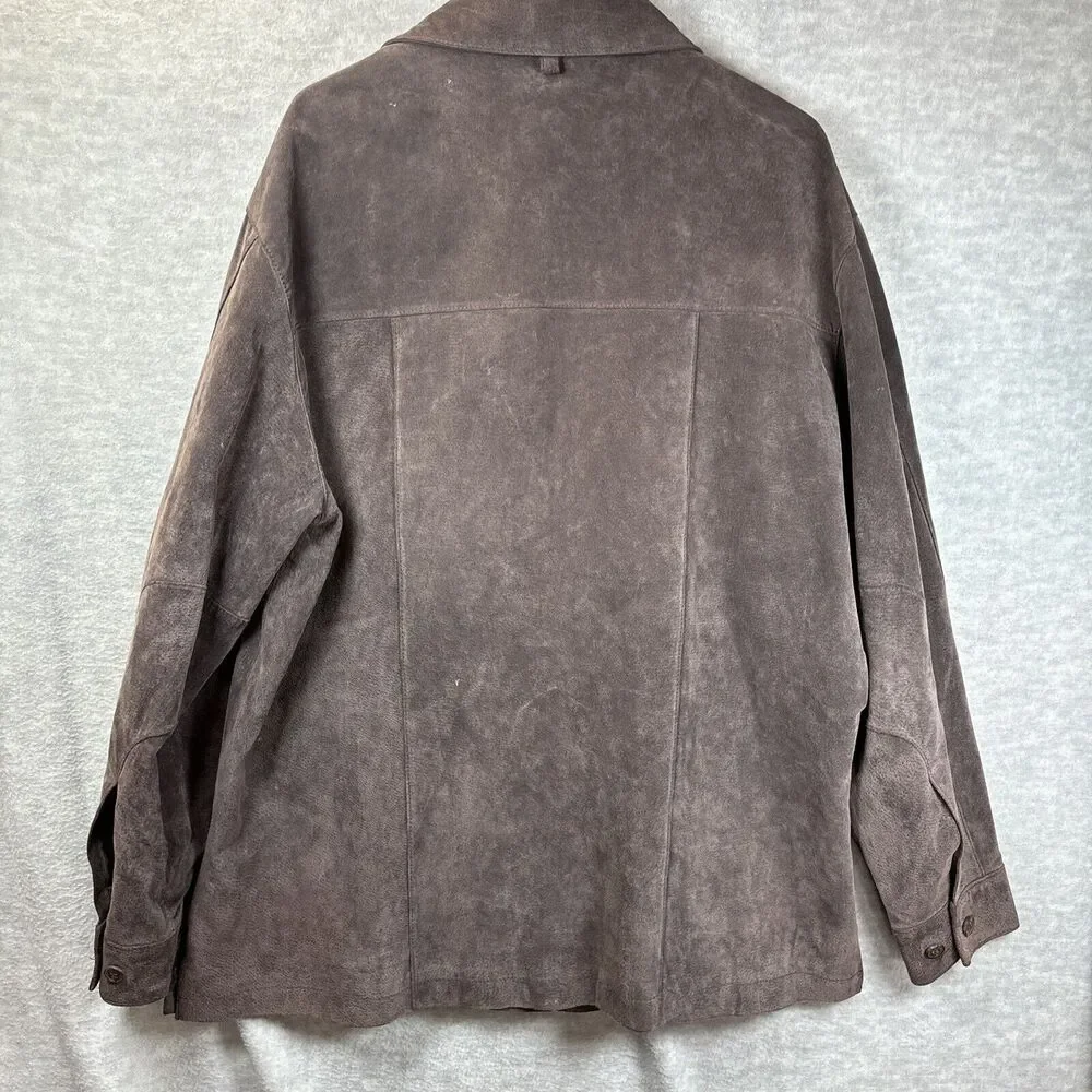 Suede Leather Chore Coat XL Brown Rancher Jacket Washable‎ Zip Pocket Harbor Bay